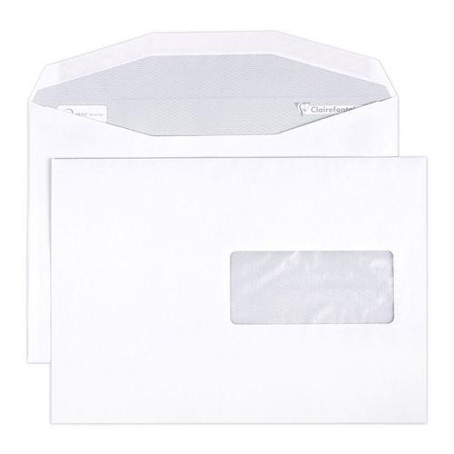 Illustration de : Enveloppes extra blanc gommées 162x229 fenêtre 45x100 - Clairefontaine