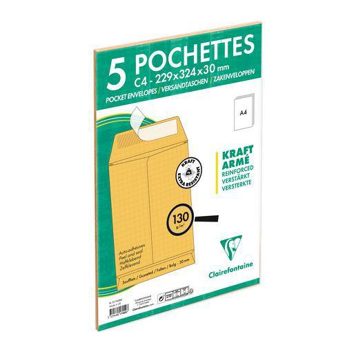 Illustration de : Pochettes à soufflet kraft armé sous film