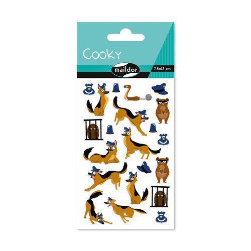 Illustration de : Etui 21 stickers 3d cooky 1 planche police - Maildor