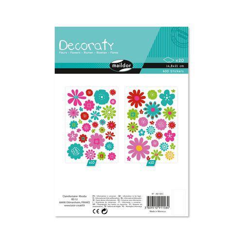 Illustration de : Etui 600 gommettes decoraty fleurs collectivités - Maildor