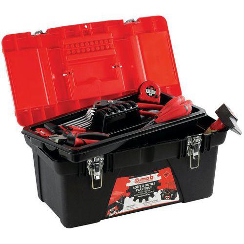 Illustration de : Boîte à outils plastique garnie 25 pièces - Mob