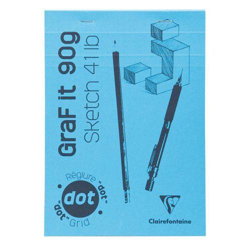 Illustration de : Bloc GraF'iT DOT 90g 160 pages couverture bleu - Clairefontaine