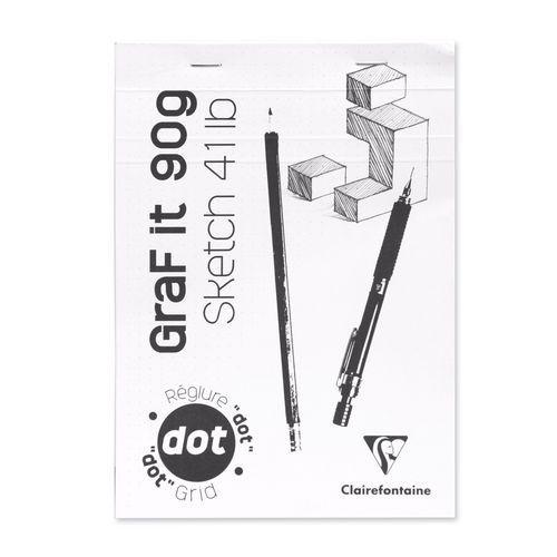 Illustration de : Bloc GraF'iT DOT 90g 160 pages couverture blanche - Clairefontaine