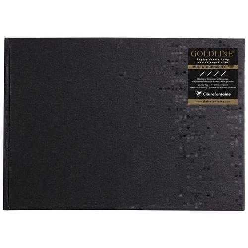 Illustration de : Carnet Collé Goldline 140g papier blanc paysage - Clairefontaine