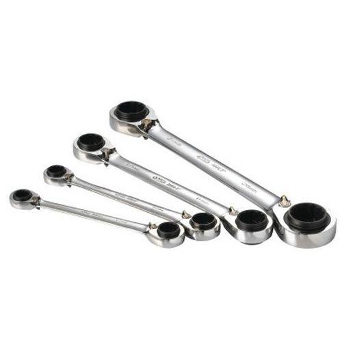 Illustration de : Jeu de 4 cles polygonales a cliquet 4 en 1