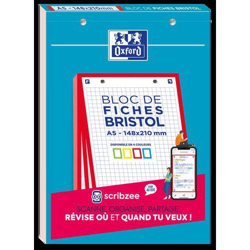 Illustration de : Bloc 30 Fiches Bristol 2.0 A5 Petits Carreaux 5mm - Oxford