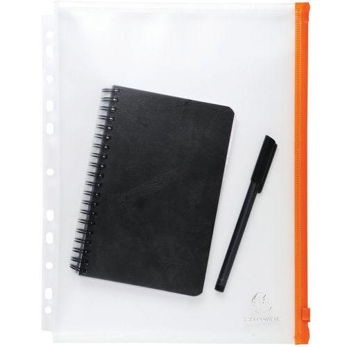Illustration de : Pochettes zip perforées polypropylène Exactive - A4