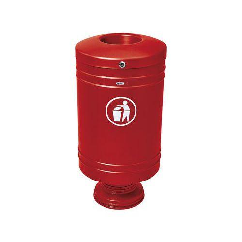 Poubelle Gascogne socle en fonte 60 L - zinc rouge foncé 3004 thumbnail image 1