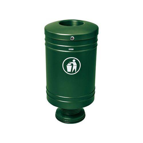 Poubelle Gascogne socle en fonte 60 L - zinc vert 6005 thumbnail image 1