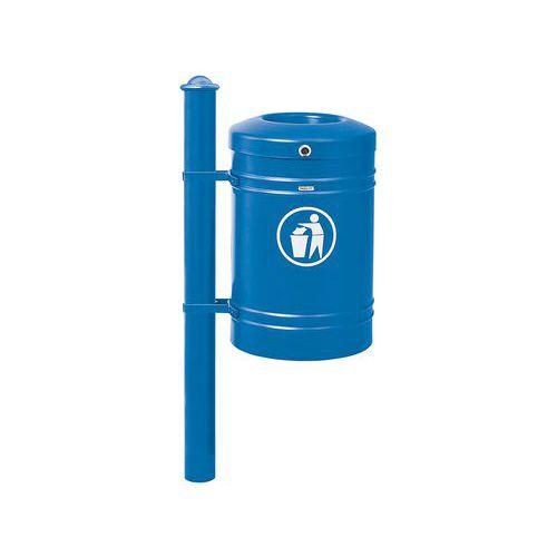 Poubelle Guyenne sur poteau pommeau Agora 40 L avec seau - bleu 5010 thumbnail image 1