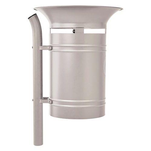 Poubelle Vanoise 40 L sur poteau avec seau - zinc gris 7044 thumbnail image 1