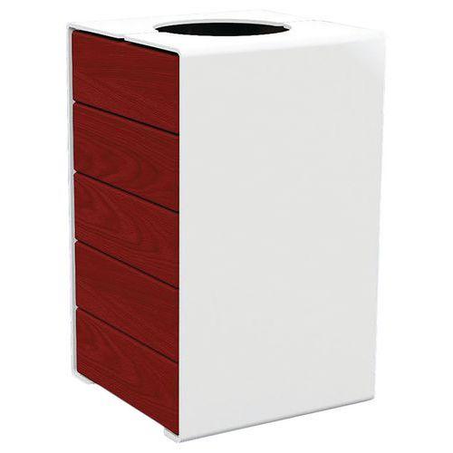 Poubelle Kub 120 L acier/bois - blanc 9010/acajou thumbnail image 1