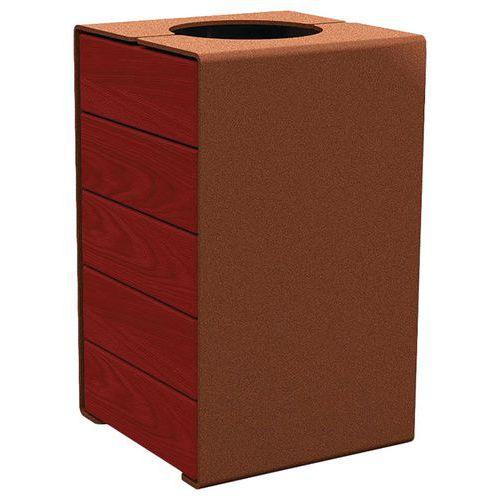 Poubelle Kub 120 L acier/bois - aspect corten/acajou thumbnail image 1