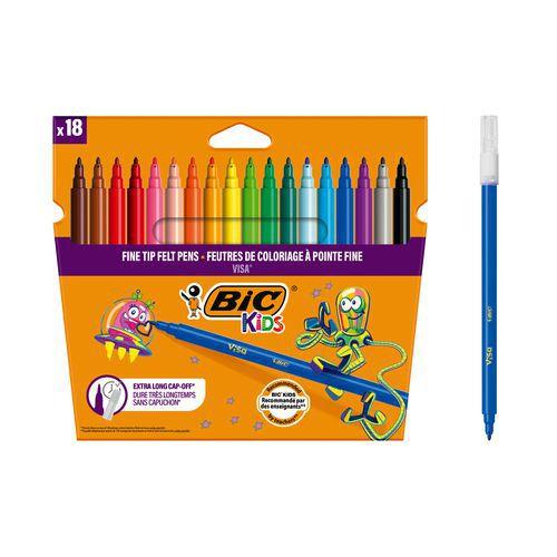 Illustration de : Etui carton 18 feutres Visa pointe fine 880 - Bic
