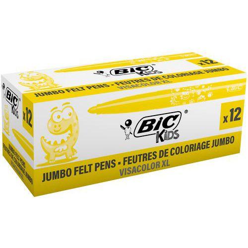 Illustration de : Boîte 12 feutres grosse pointe Visacolor - Bic