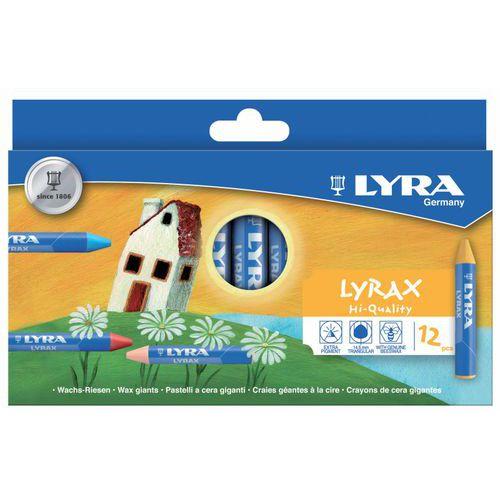 Illustration de : Boîte 12 craies cire triangulaire Ø14mm longueur 9cm - Lyra