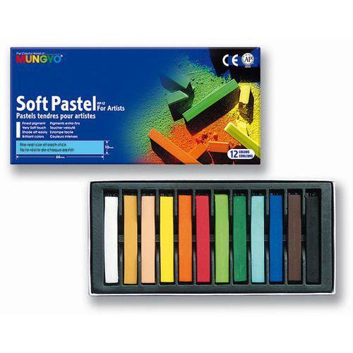 Illustration de : Boîte 12 pastels tendres assortis 66 mm - Mungyo