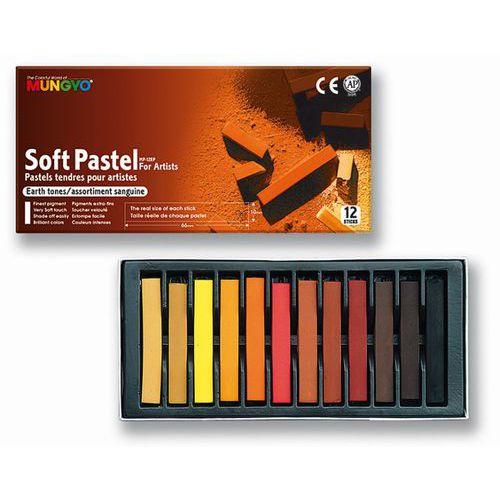 Illustration de : Boîte 12 pastels tendres sanguine 66 mm - Mungyo
