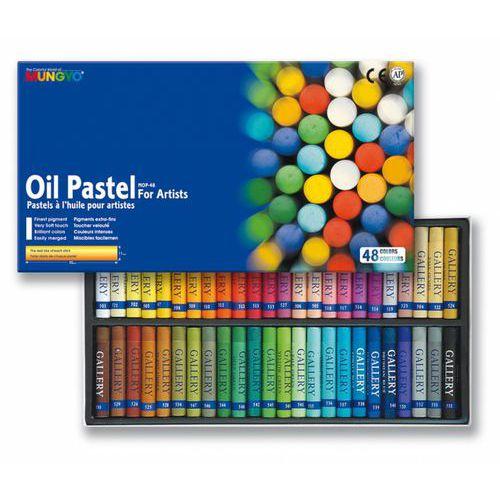 Illustration de : Boite 48 pastels 70 mm Ø11 mm couleurs assorties junior - Mungyo