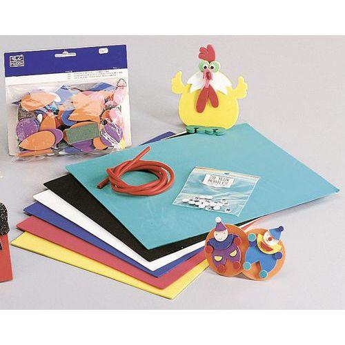 Illustration de : Sachet 200 rondelles différents Ø caoutchouc mousse couleurs