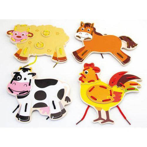 Illustration de : 4 Animaux de la ferme à lacer - Sapinmalin