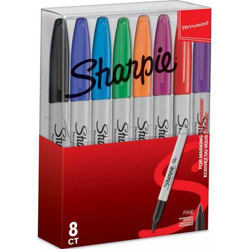 Illustration de : Pochette 8 marqueurs pointe ogive 0,9 mm couleurs assorties - Sharpie