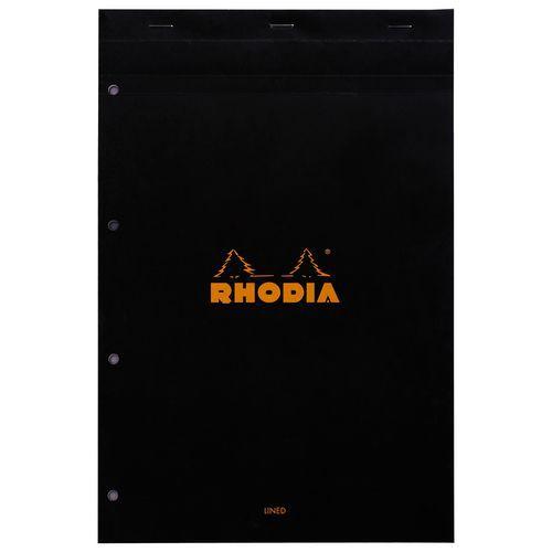 Illustration de : Bloc agrafé perforation 4 trous ligné + marge - Rhodia