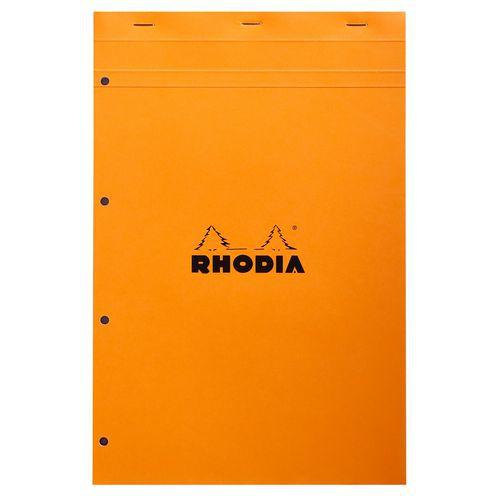 Illustration de : Bloc agrafé perforation 4 trous petits carreaux - Rhodia