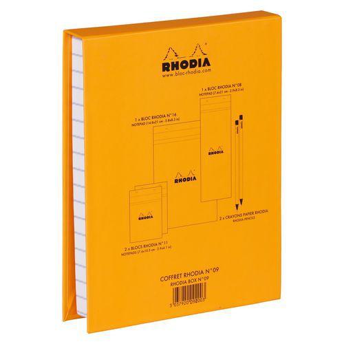 Illustration de : Coffret blocs orange petits carreaux - Rhodia