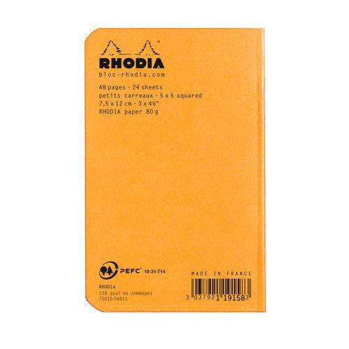 Illustration de : Carnet orange piqué petits carreaux - Rhodia