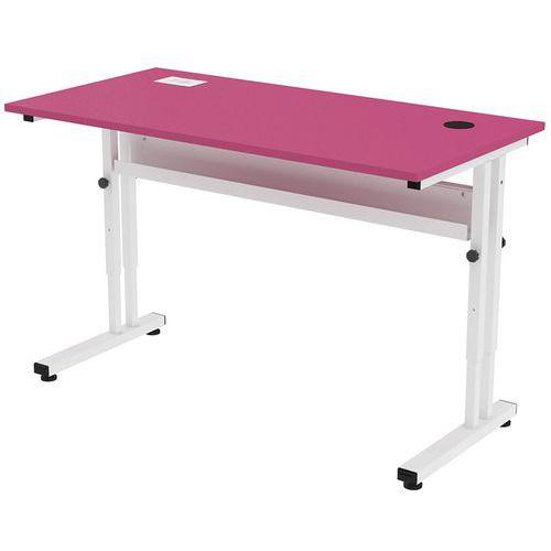 Illustration de : Poste écran Mini PMR mélaminé réglable avec boitier recharge