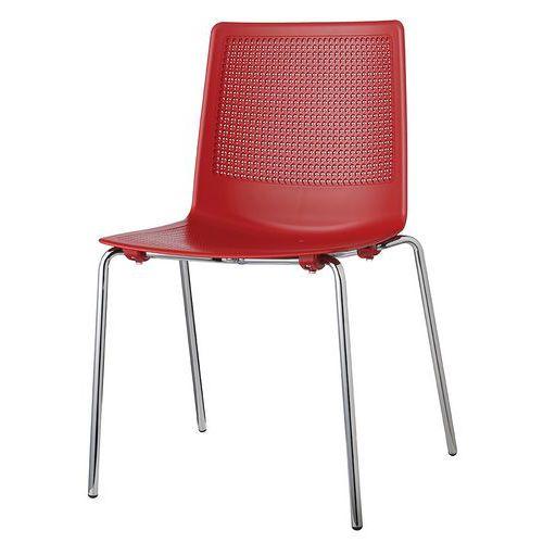 Lot de 2 chaises PERFY 4 pieds chromés coque polypro Rouge thumbnail image 1