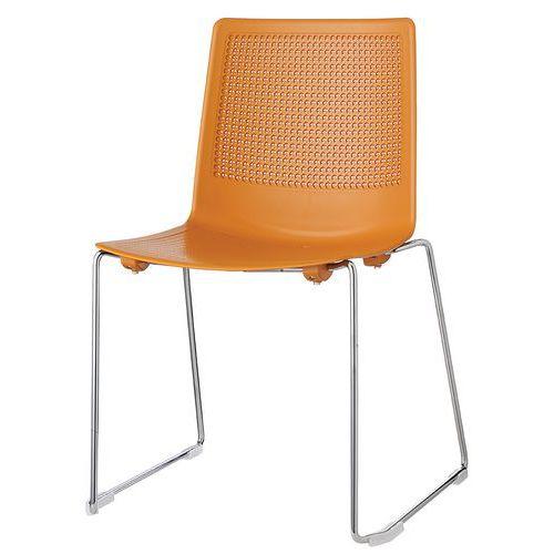 Lot de 2 chaises PERFY pieds traîneau chromés coque polypro Orange thumbnail image 1