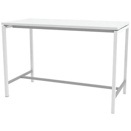 Illustration de : Table réunion haute Creo 160 pied blanc Quadrifoglio