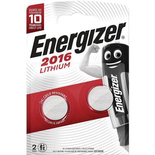 Illustration de : Pile lithium pour calculatrices - CR 2016 - Lot de 2 - Energizer
