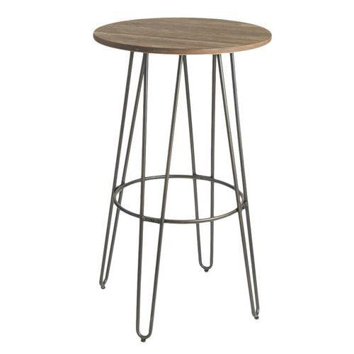 Table Bouchon Ø 60 cm ht 108 cm piet. alu /plateau bois vieilli thumbnail image 1