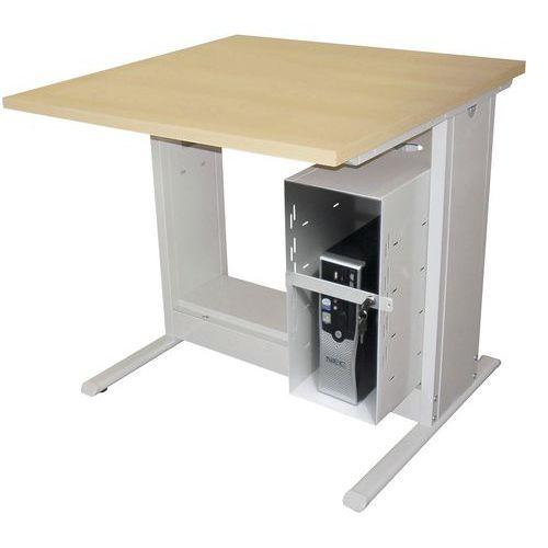 Illustration de : Poste Man Modulo mélaminé, support UC avec barre - Manutan Expert