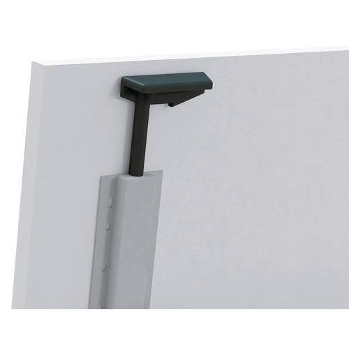 Illustration de : Table plateau pivotant Avel angle à gauche pied alu sur roulettes