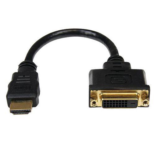 Illustration de : Câble adaptateur vidéo HDMI vers DVI-D de 20 cm-HDMI mâle vers DVI femelle