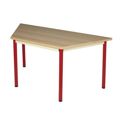 Illustration de : Table fixe Chloé plateau hêtre 4 pieds trapèze - Mobidecor