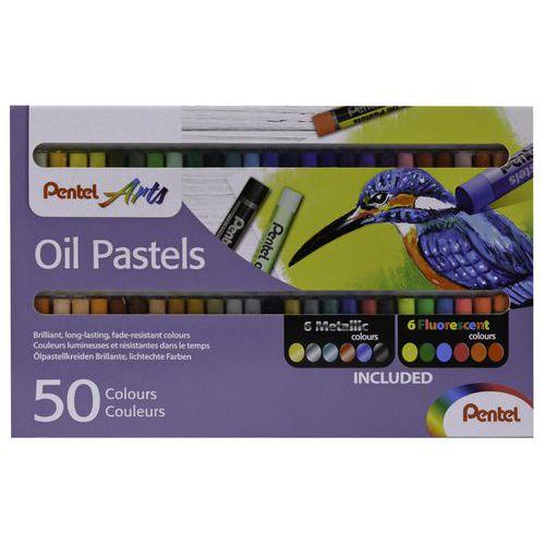 Illustration de : Boîte 50 pastels à l'huile diamètre 8 mm