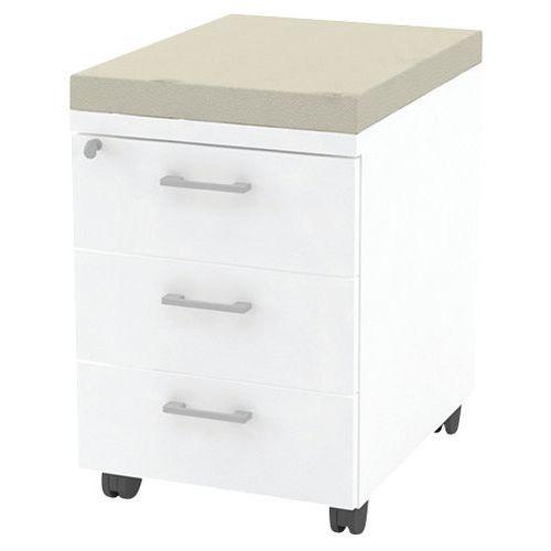 Caisson mobile 3 tiroirs blanc + coussin M1 BEIGE B01/9 thumbnail image 1