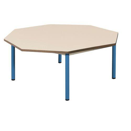 Illustration de : Table fixe Chloé plateau beige 4 pieds octogonale - Mobidecor