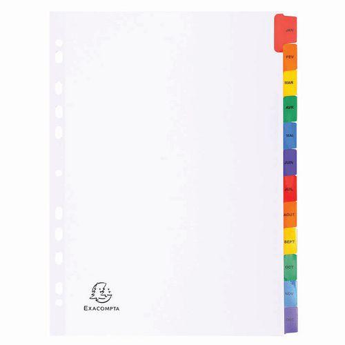 Illustration de : Intercalaire à onglets coulissants carte blanche A4 - Exacompta