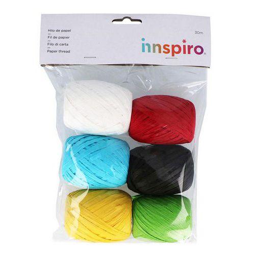 Illustration de : Ensemble de fil raphia de papier 6 couleurs Ø4-8mm 30m - Innspiro