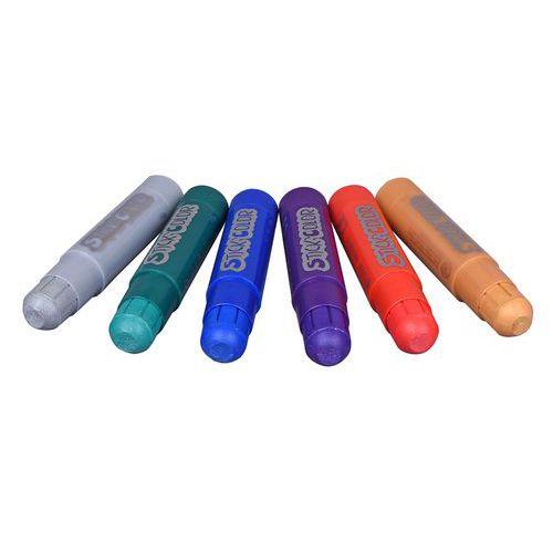 Illustration de : Lot 6 bâtons gouache solide métallisés - O-Color