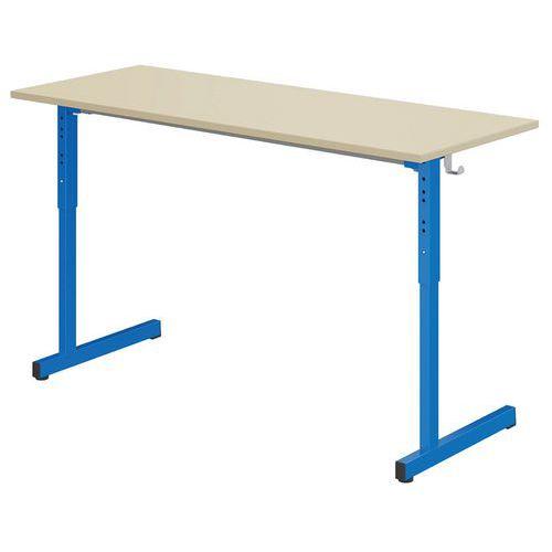 Illustration de : Table Gange 130x50 cm régl. T3 à T6 méla chants polypro. - Mobidecor