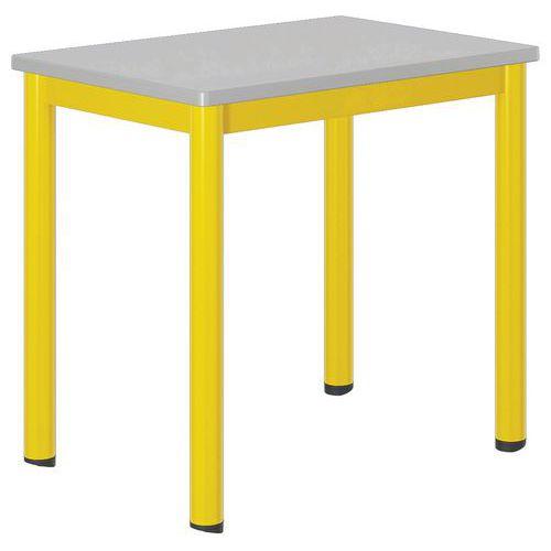 Illustration de : Table Carélie mobile 70x50cm strat. gris chts polyuréthane - Mobidecor