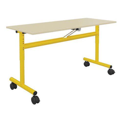 Illustration de : Table 130x50cm rabattable régl. T3 à T6 strat. Polypro. - Mobidecor