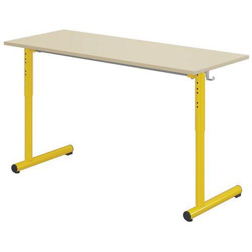 Illustration de : Table Tage réglable 130x50 cm T3 à T6 méla. Ch. polypro - Mobidecor